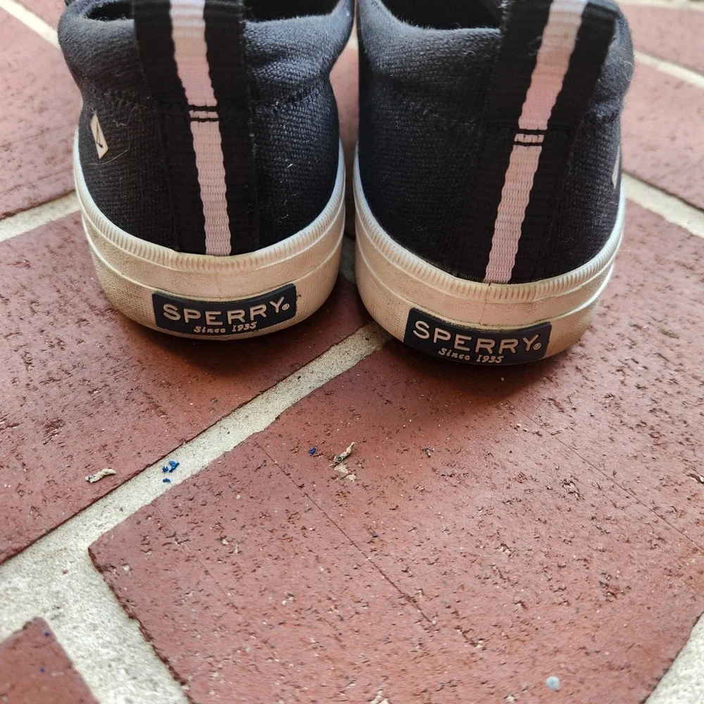 Sperry Top-Sider Crest Vibe Black Canvas Memory Foam Slip On Sneakers Womens